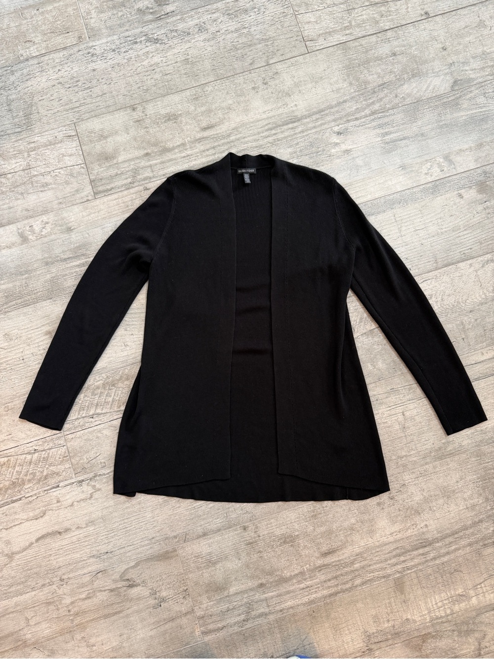 Eileen Fisher Classic Minimalist 100% Tencel Open Front Long Sleeve Cardigan